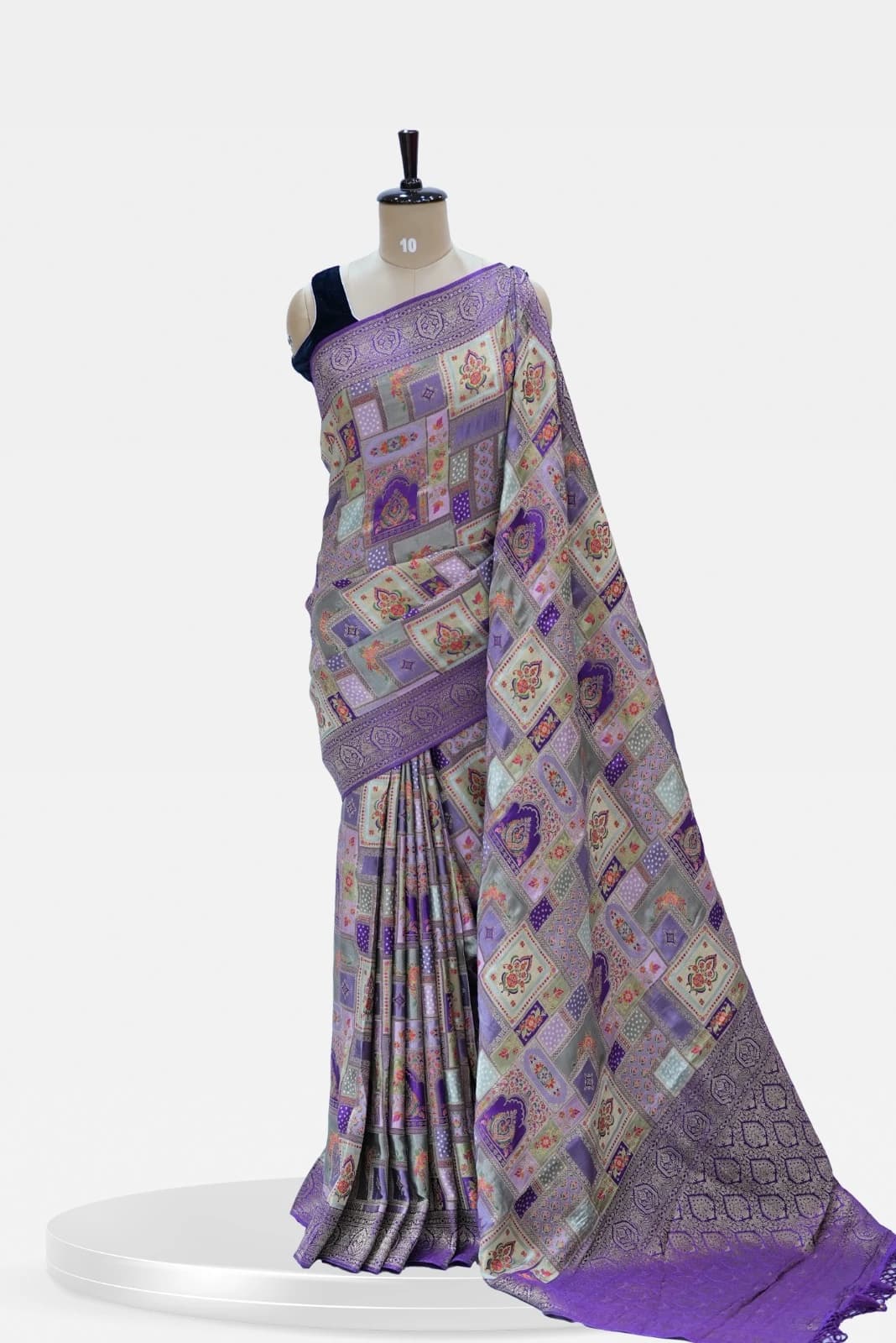 Munga Silver-Grey & Purple Banarasi Silk with Intricate Weaving QS239075