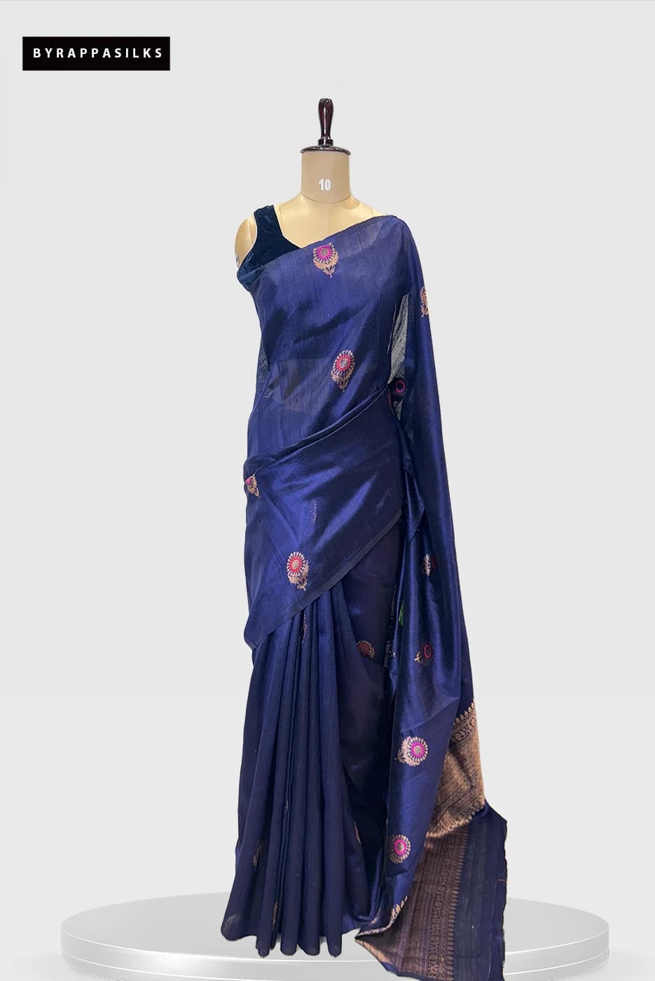 Pure Tussar Saree With Meenakari Work Dark Blue Colour QS279689