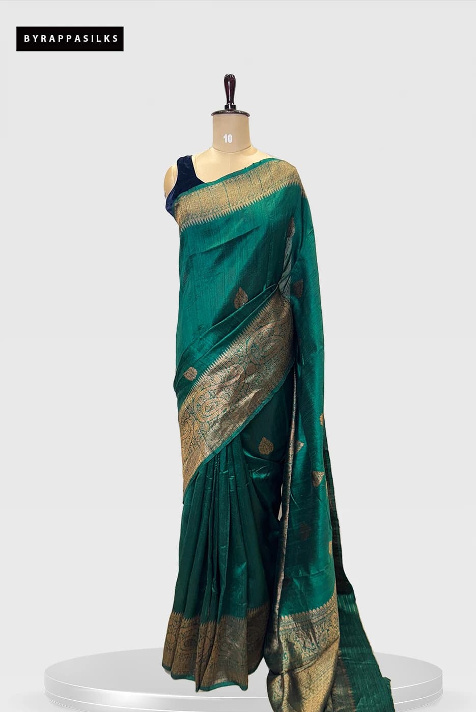 Pure Tussar Saree With Meenakari Work Bottel Green Colour QS279699