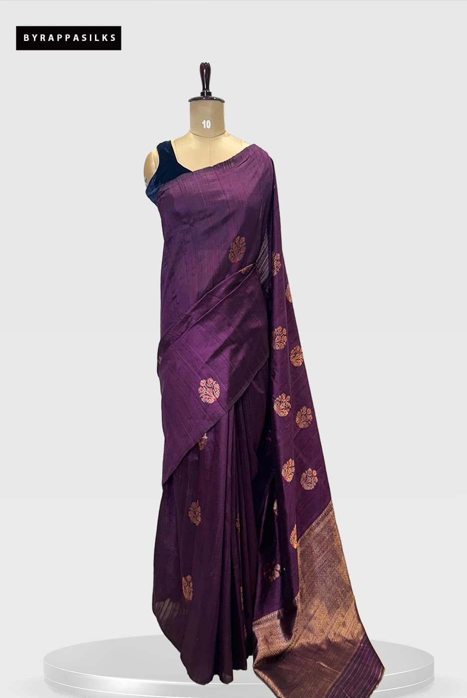 Pure Tussar Saree With Meenakari Work Deep Purple Colour QS279695