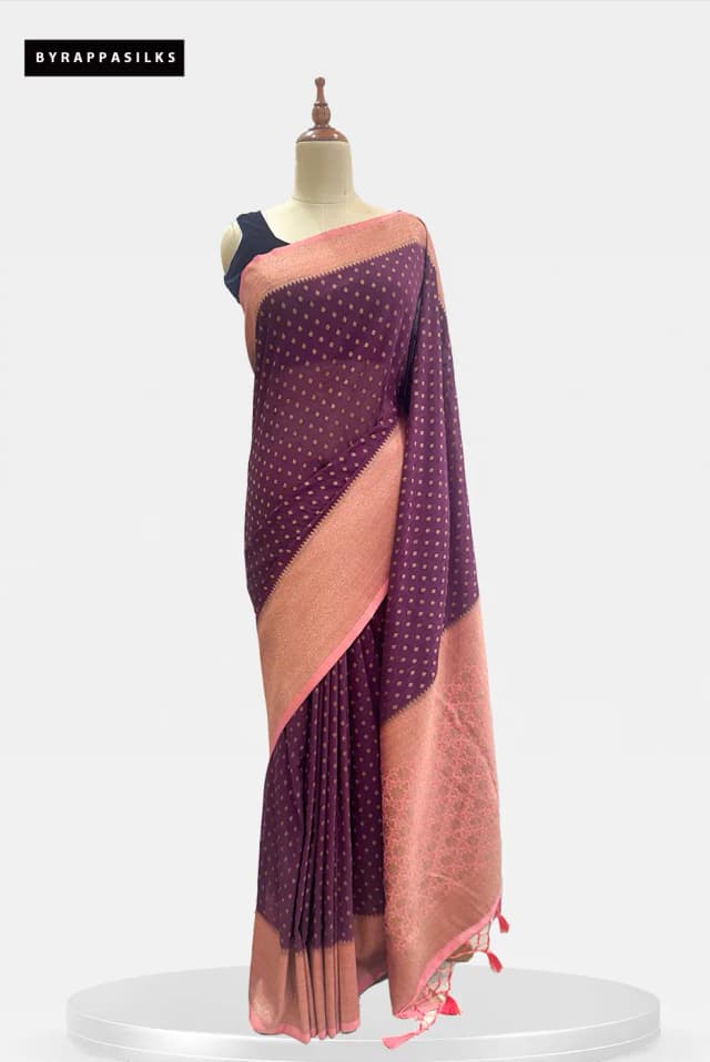 Semi Khaddhi Georgette Saree Maroon QS295466