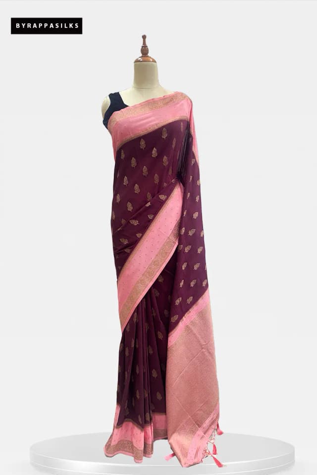 Semi Khaddhi Georgette Saree Maroon QS295355