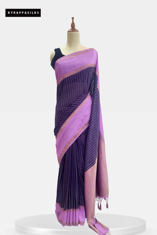 Semi Khaddhi Georgette Saree Purple QS295383