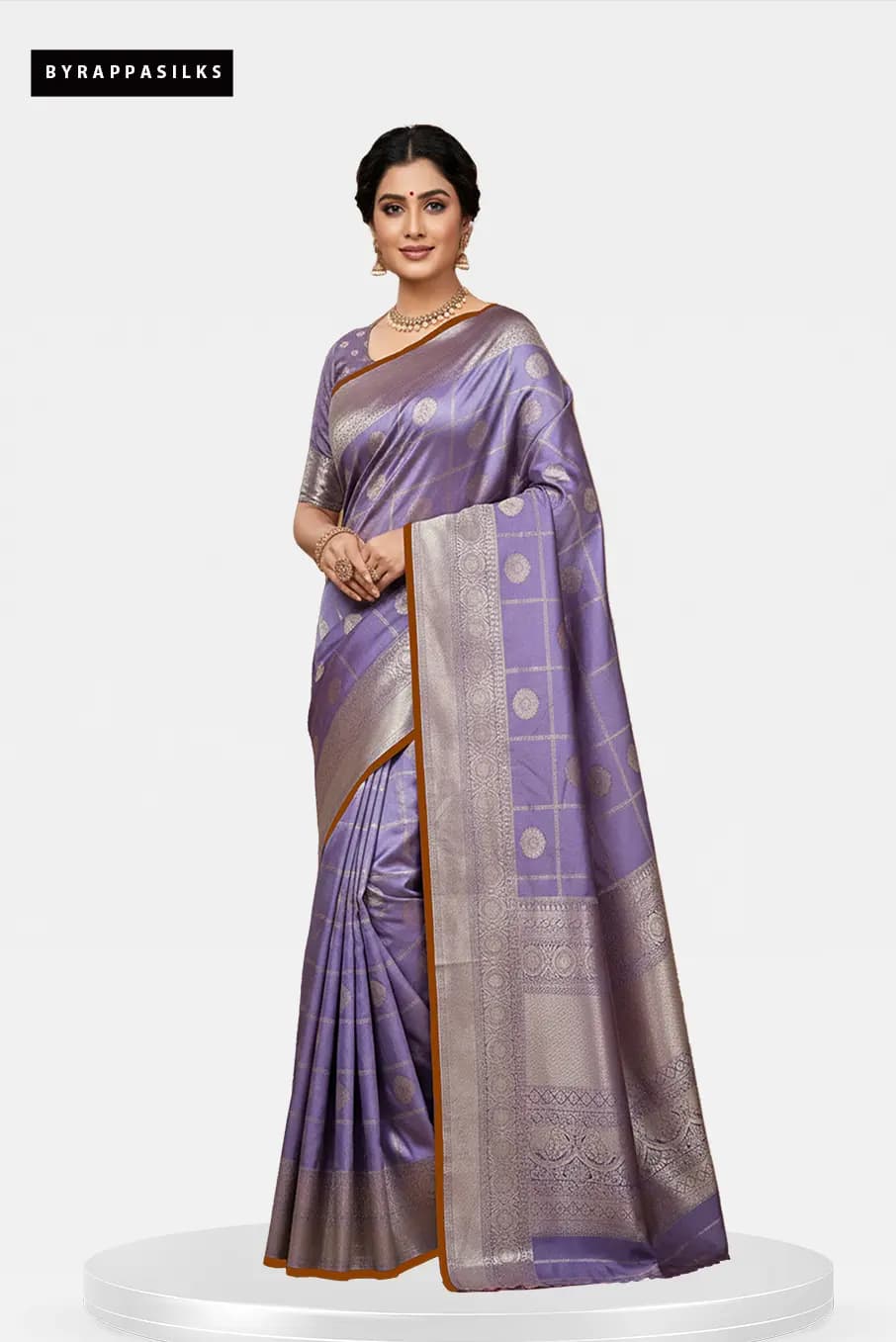 Semi Kanchipuram Saree Lavender QS298274