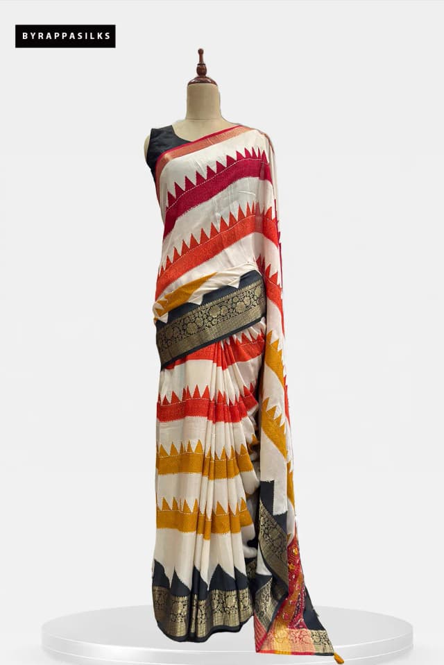 Fancy Saree Striking Temple Geometric Print - QS301097