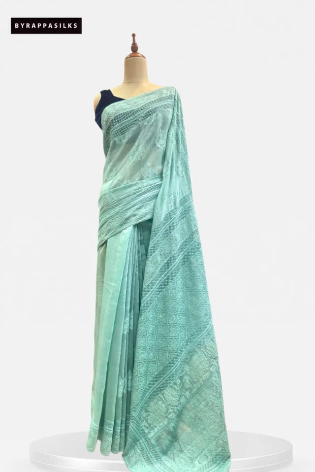 Mul Cotton Chikankari Work Sea Green QS316316QS316316