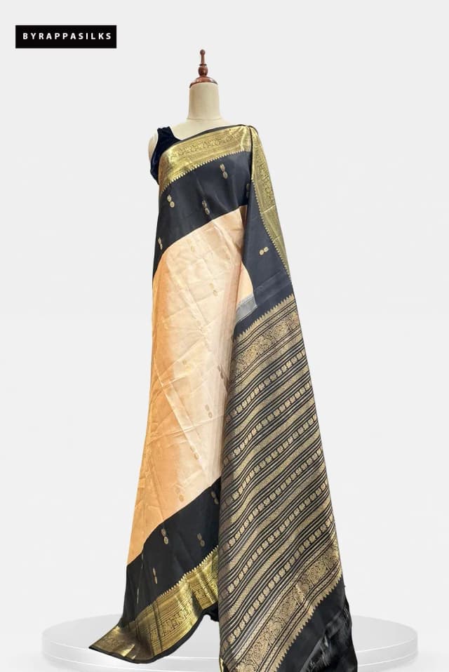 Pure Kanchipuram Black & Peach QW209255