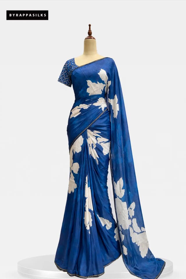 Printed Crape Saree With Heavy Mirror Work Ready Blouse QS319228