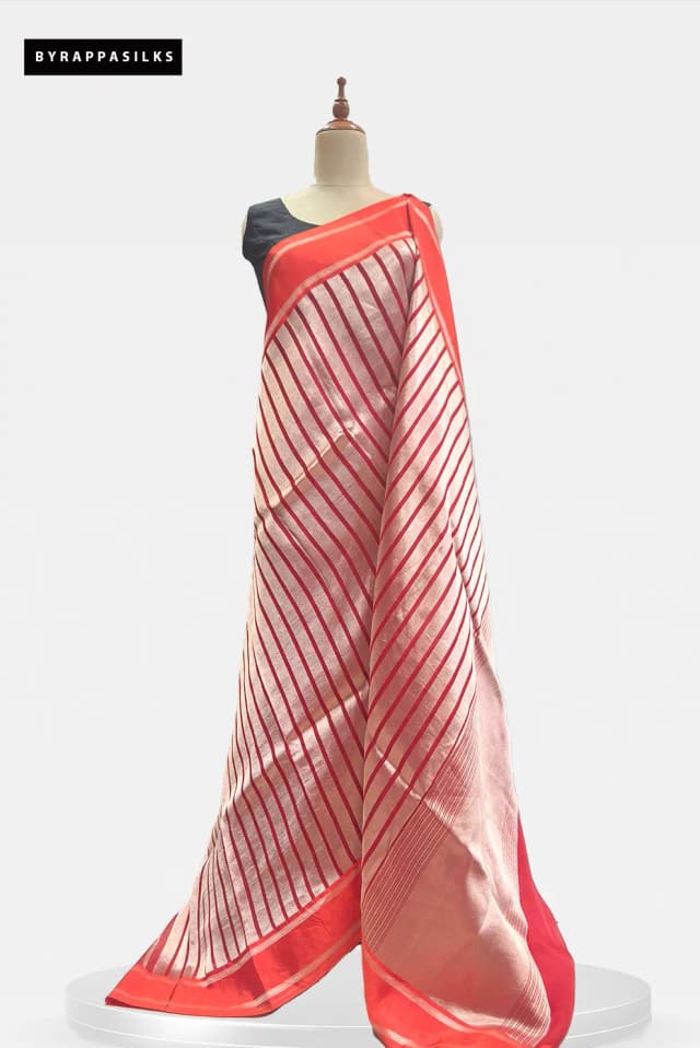 Pure Organza Tissue Saree With Saitn Border Fiery Red AA201721