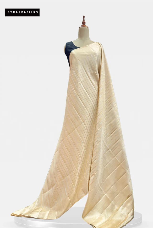 Semi Tussar Saree Cream Colour AA206740