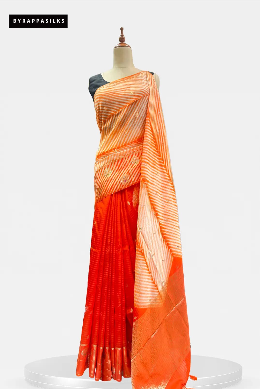 Banarasi Saree Leheriya Print Orange & Red QS319403