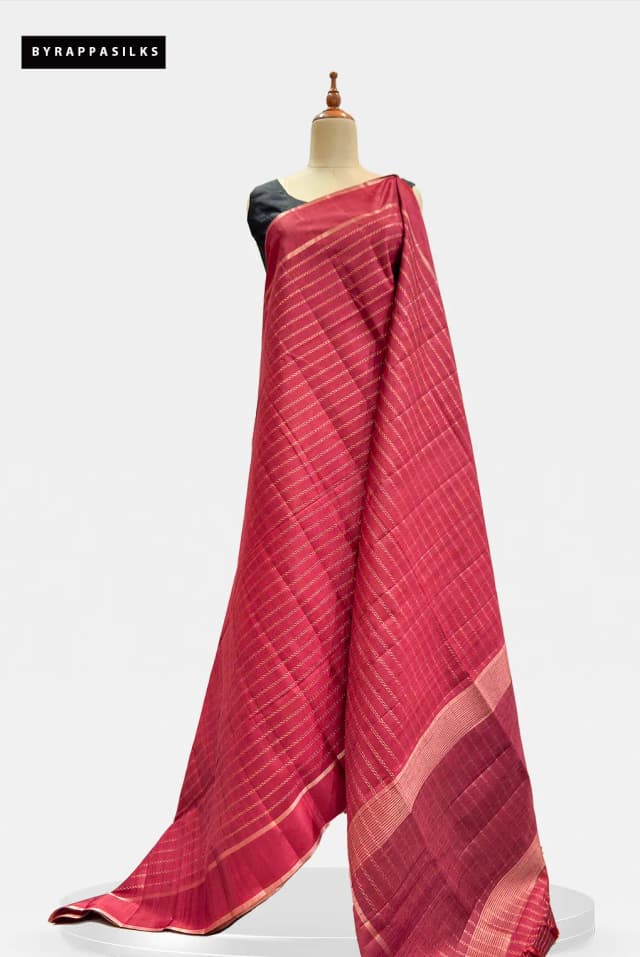 Semi Tussar Saree Deep Magenta Pink AA206669