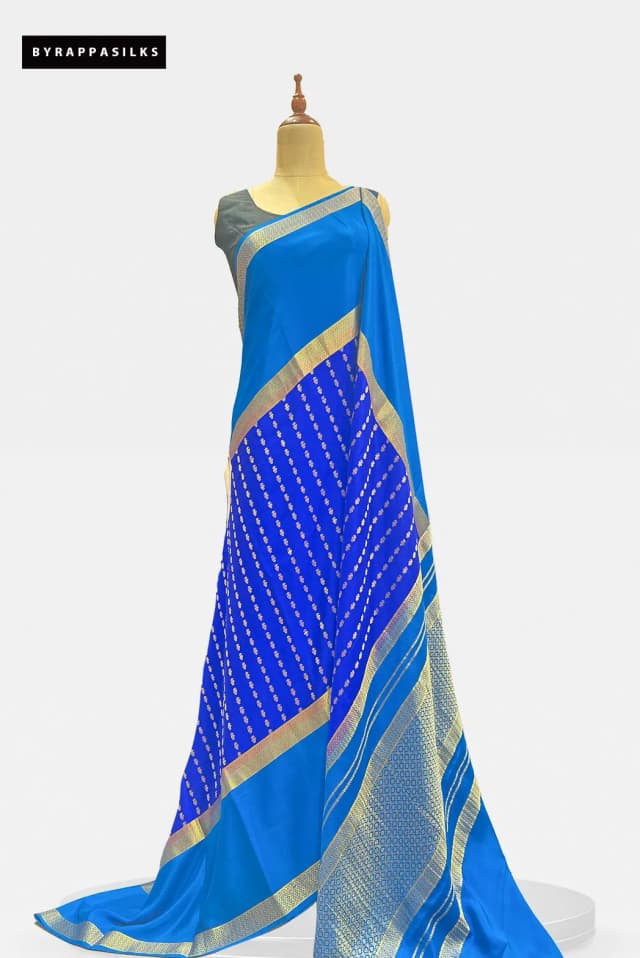 Pure Mysore Silk Saree Royal Blue AA208568