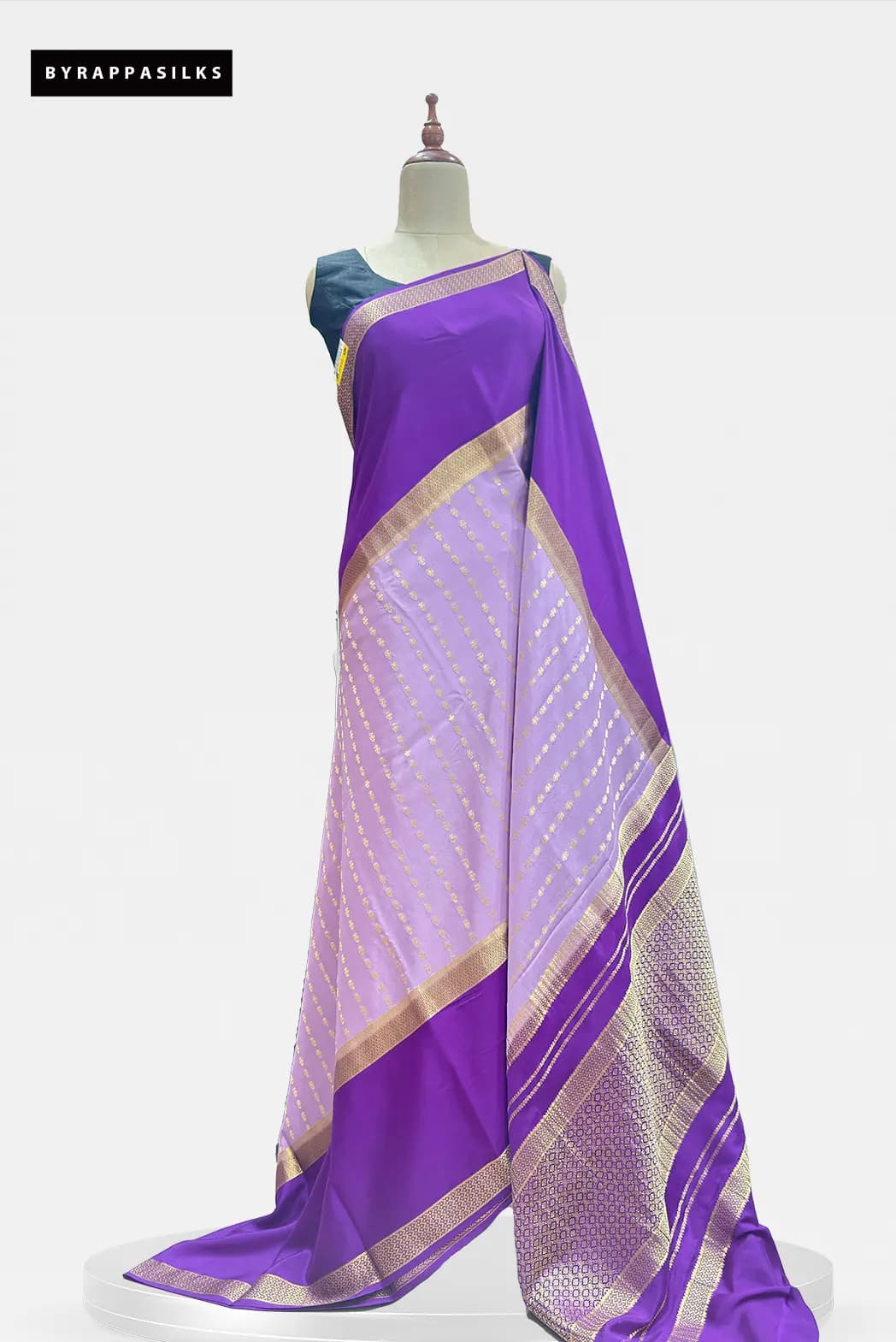 Pure Mysore Silk Saree Lavender & Deep Purple AA208568
