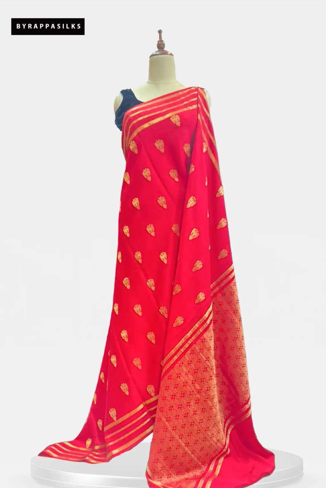 Pure Mysore Silk Saree Red Gandaberunda Motifs AA208560