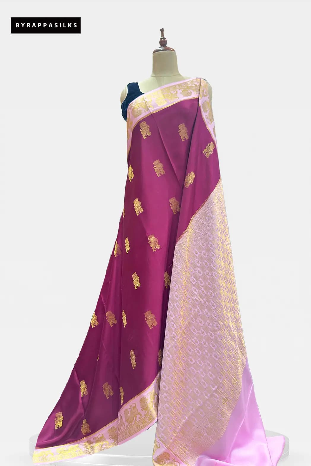 Crape Silk Saree Deep Magenta & Soft Pink AA207719