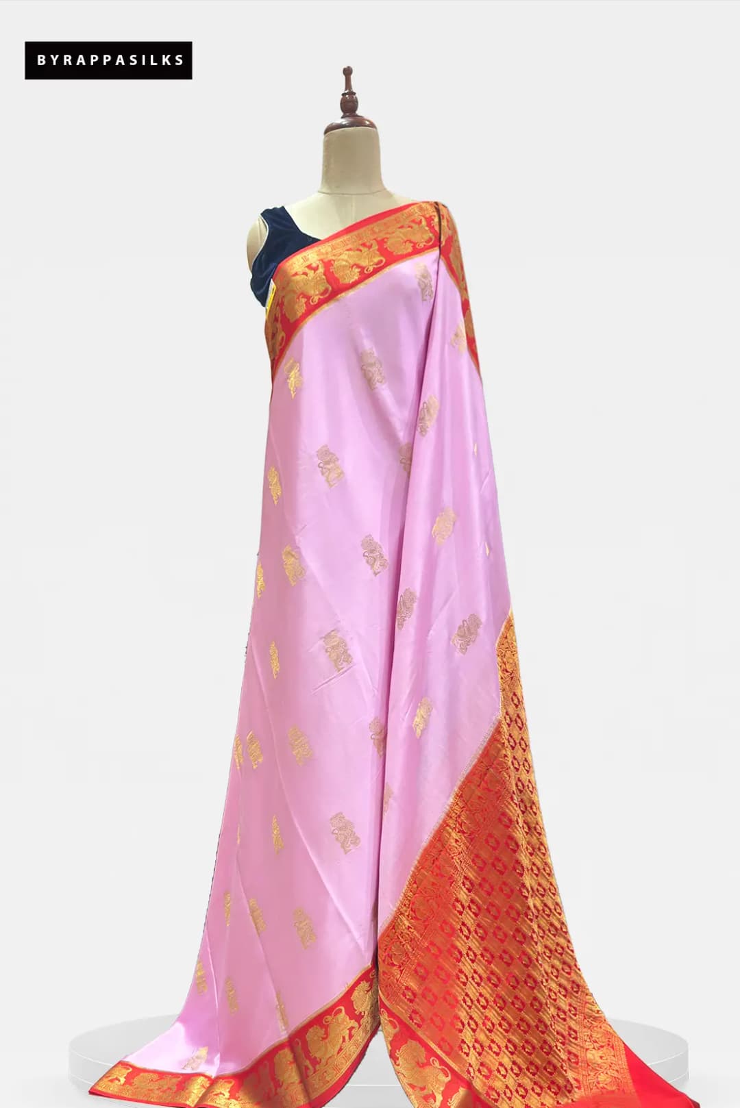 Crape Silk Saree Baby Pink & Orange AA207719