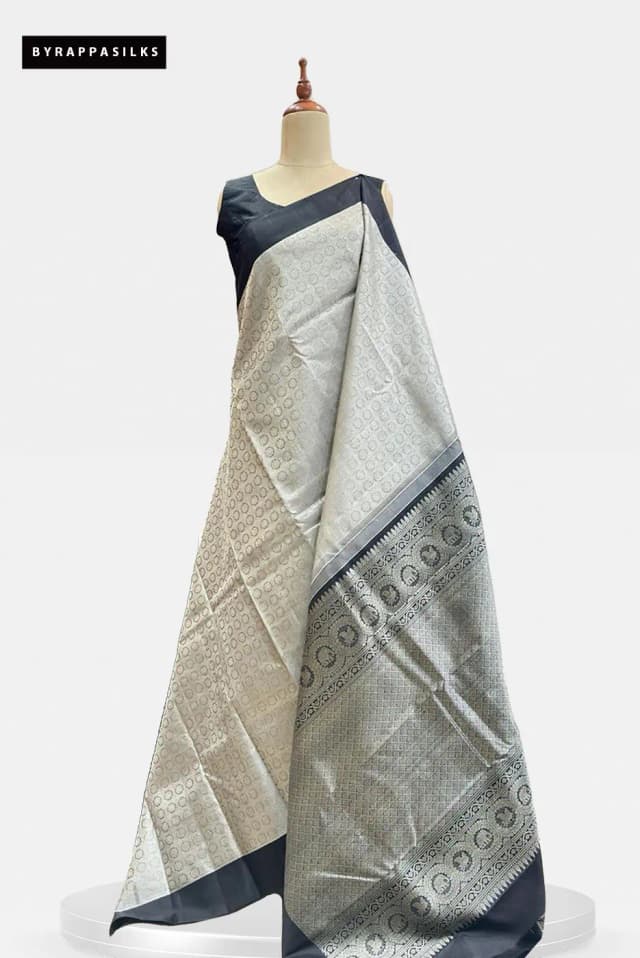 Pure Handloom Kanchipuram Cream Saree QS229663