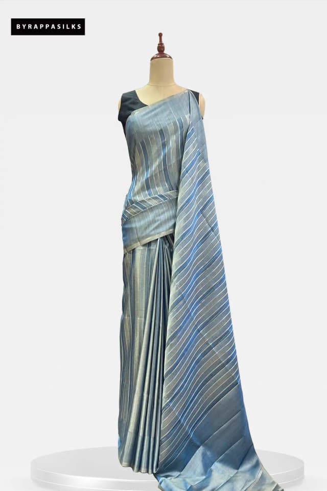 Semi Tussar Saree Sky Blue Shade AA212851