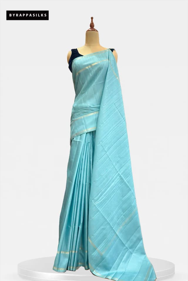 Semi Tussar Saree Sky Blue AA212828