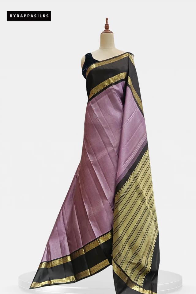 Pure Kanjivaram Saree Levander with Black Border AA213869