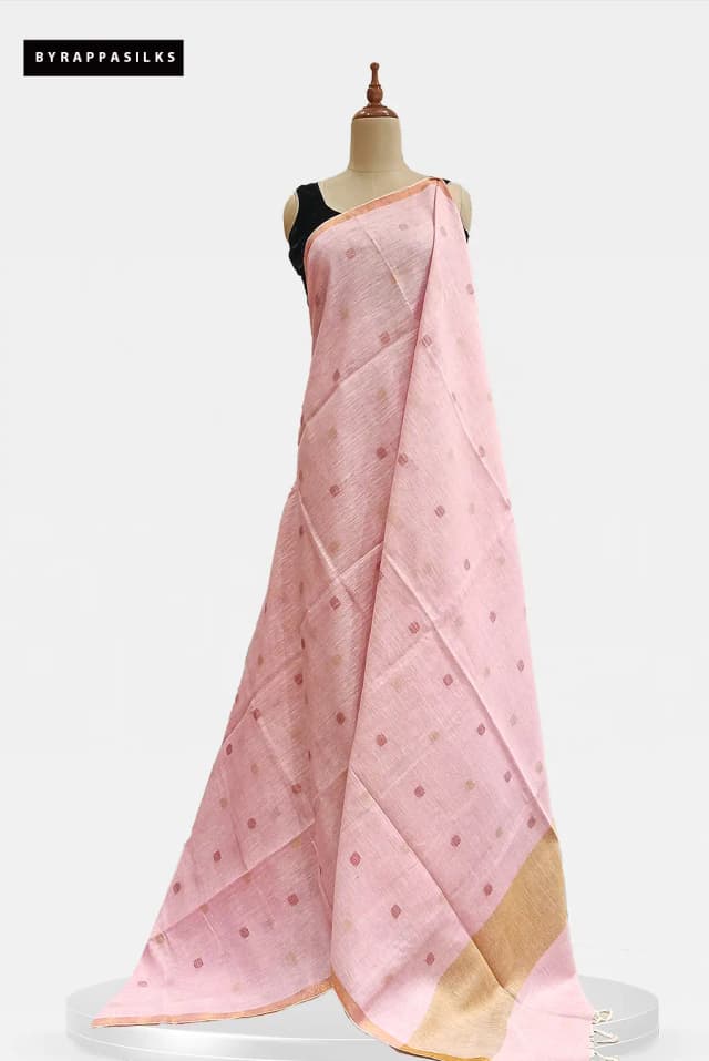 Linen Saree Paste Pink AA213084