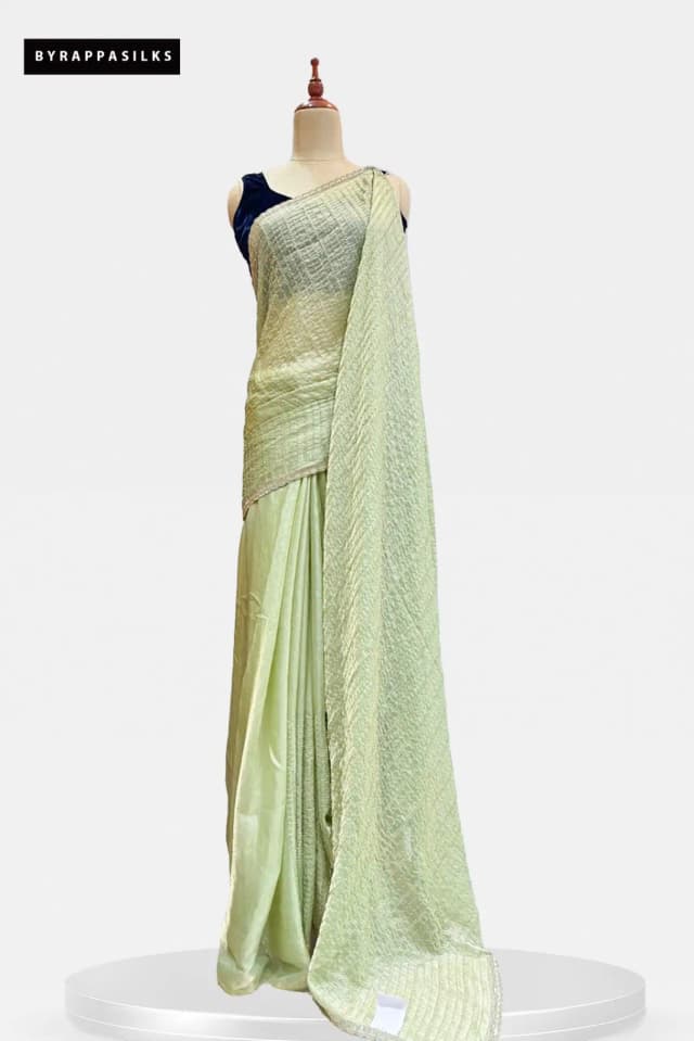 Cocktail Party Wear Elegant Mint Green Sequin Saree AA212503