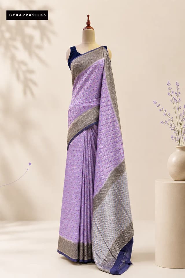 Georgette Lavender Saree AA300817