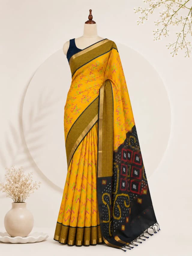 Soft Silk Mustard yellow Saree AA301198