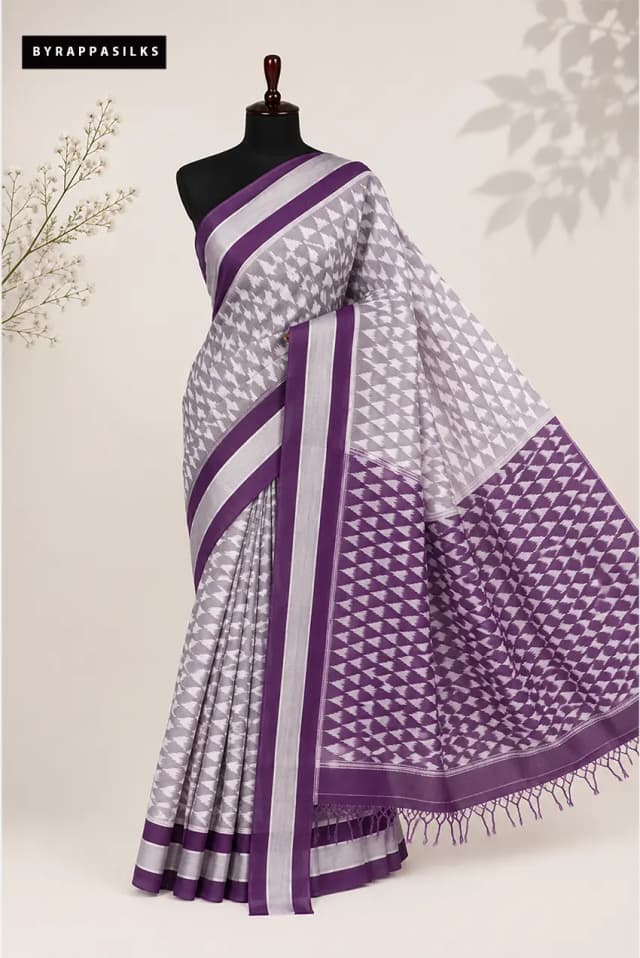 Pure Silk Cotton Ikkat Design AA300846