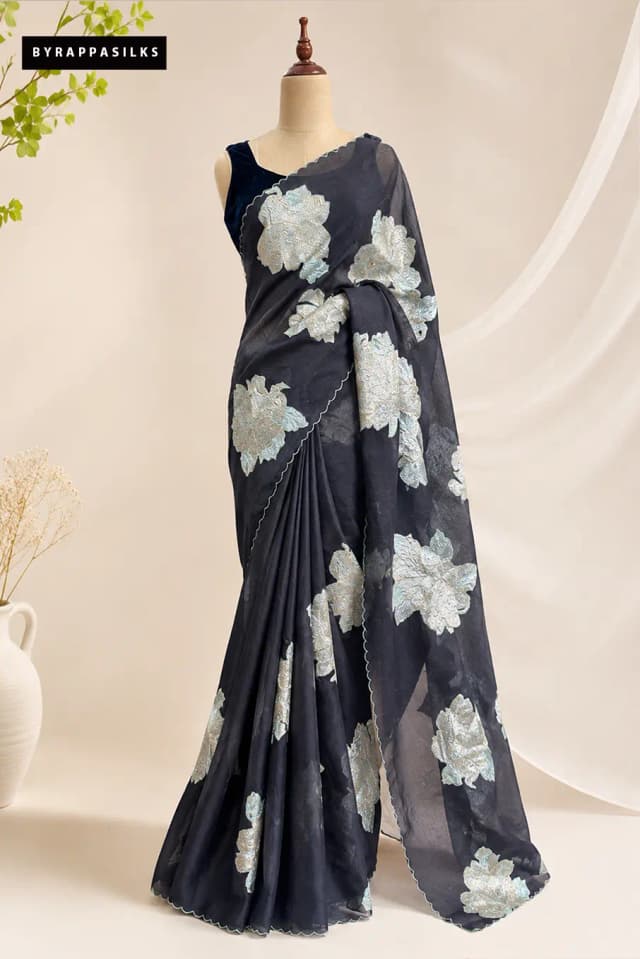 Pure Organza Saree Black AA305951