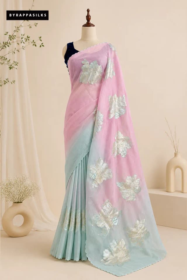 Pure Organza Turkish Aplique Shaded Design Saree AA305951