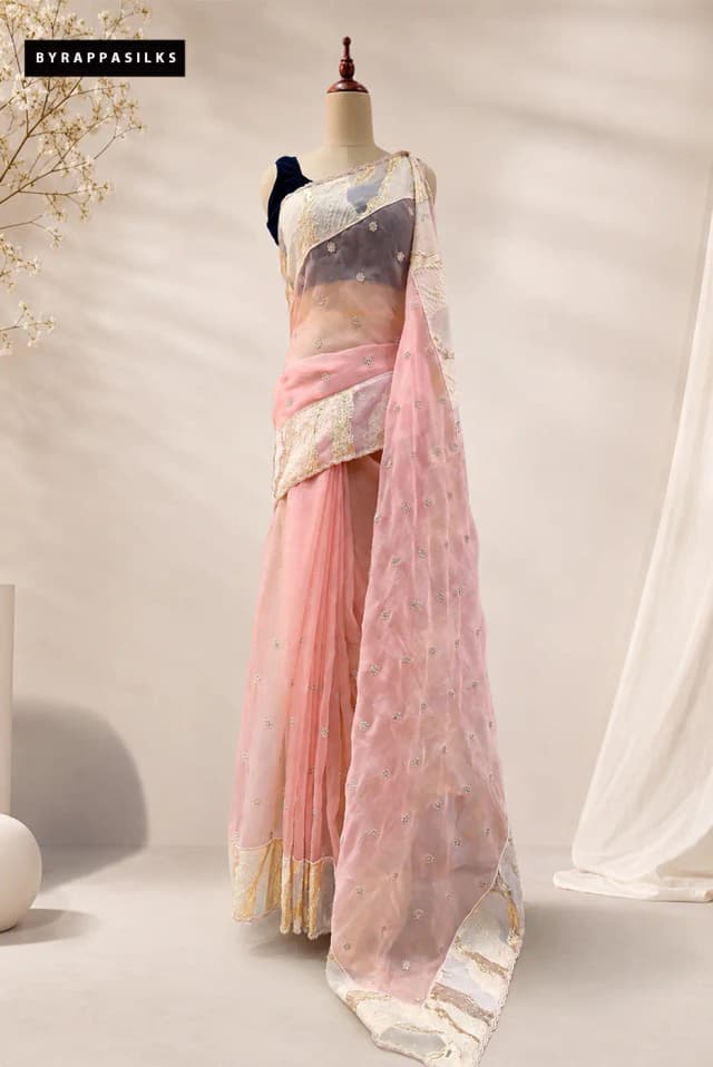 Pure Organza Saree pastel Pink AA307522