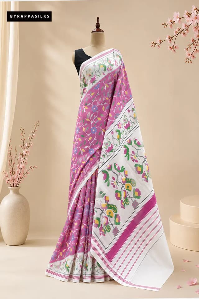 Patola Saree With Vibrant Pink Body Floral Motifs AA311596
