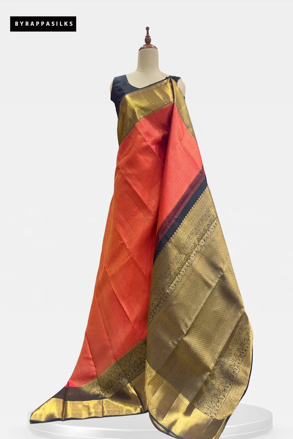 Pure kanchipuram Elegant Red With Antique Gold Border AA208462