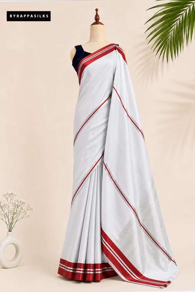 Handloom Satin Banaras Saree Silver Gray AA313918