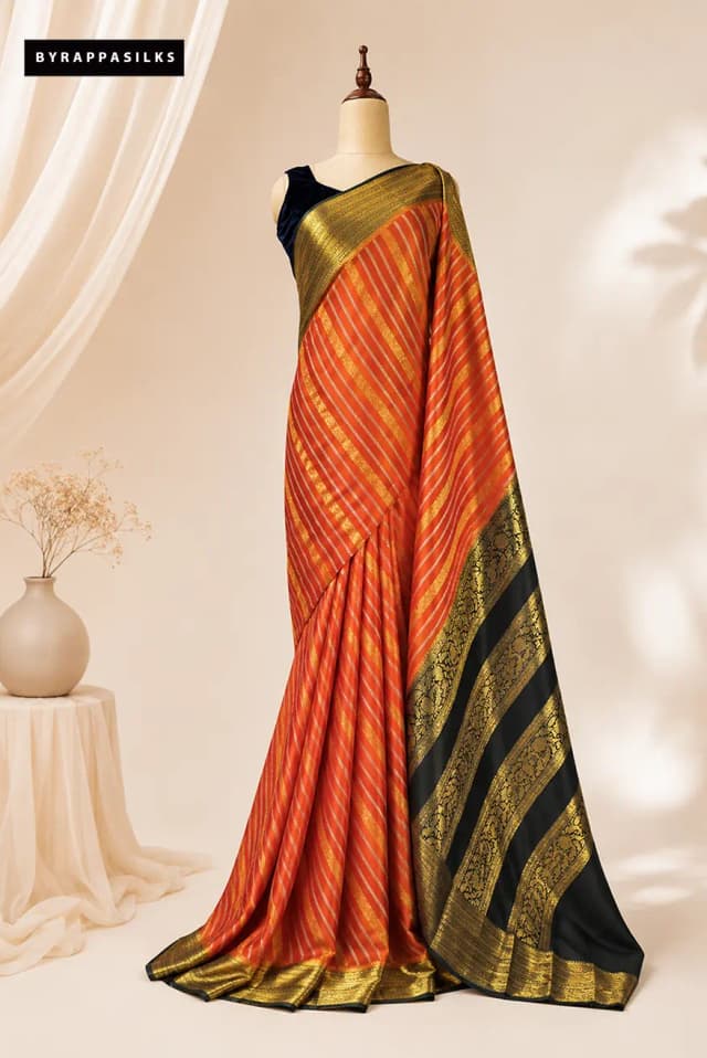 Semi Crape Saree Rust Orange AS300093