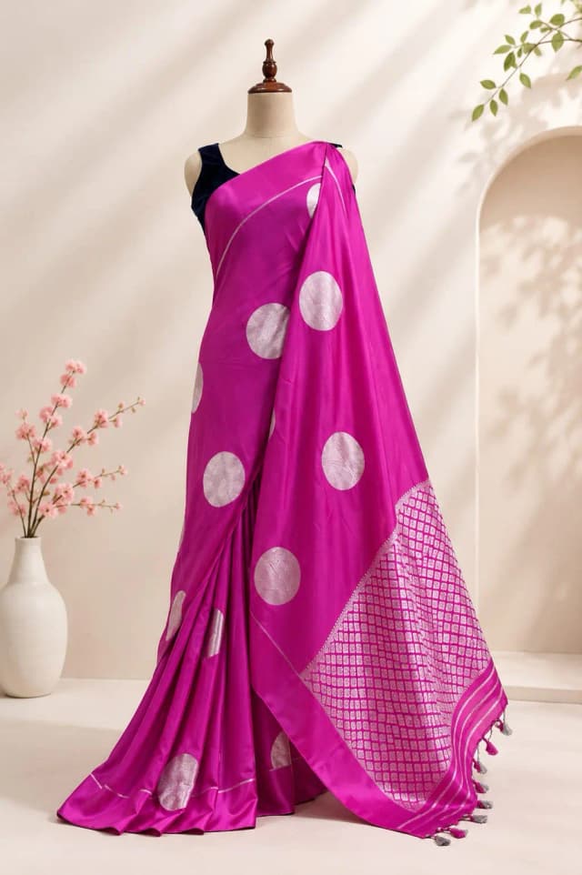 Pure Handloom Mashru Saree Pink AA314811