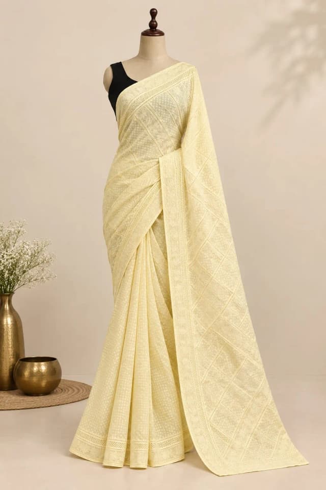Mul Cotton Saree Yellow AA317776