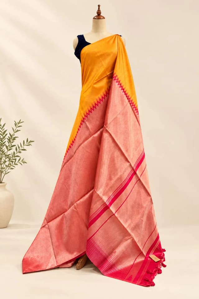 Semi Tussar Saree Orange AA320020