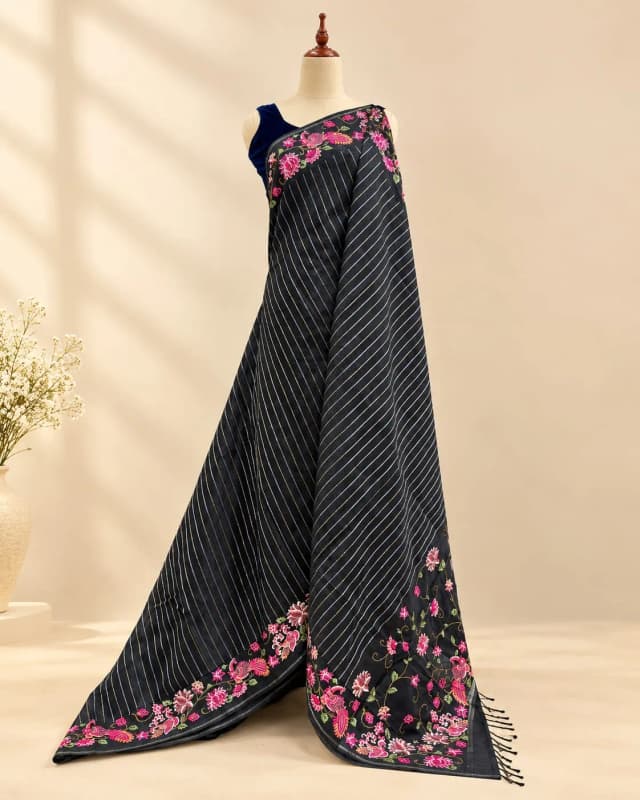 Tussar Saree Black AA321002