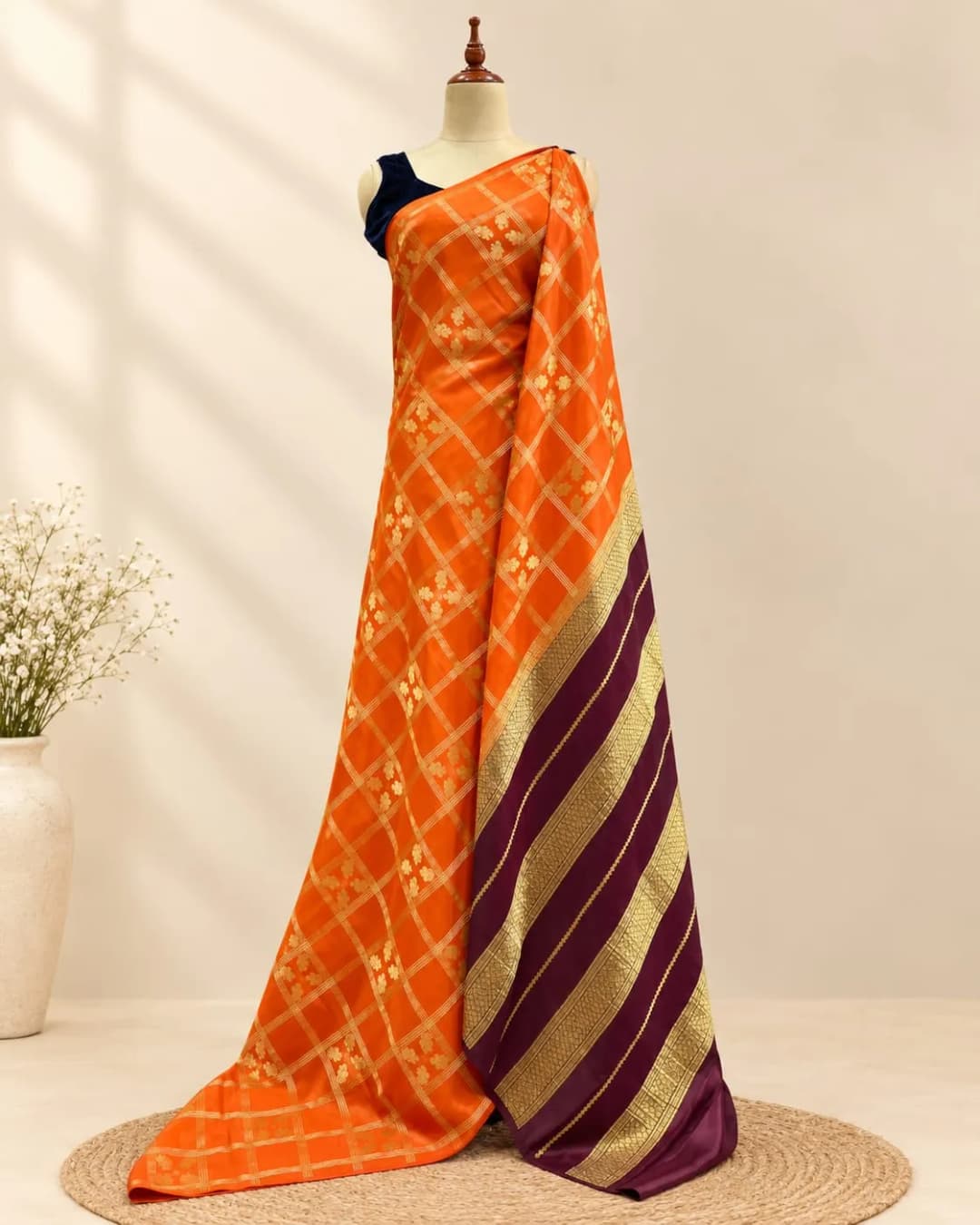 Pure Mysore Silk Crape Saree With Gandaberunda Motifs Orange AA321637