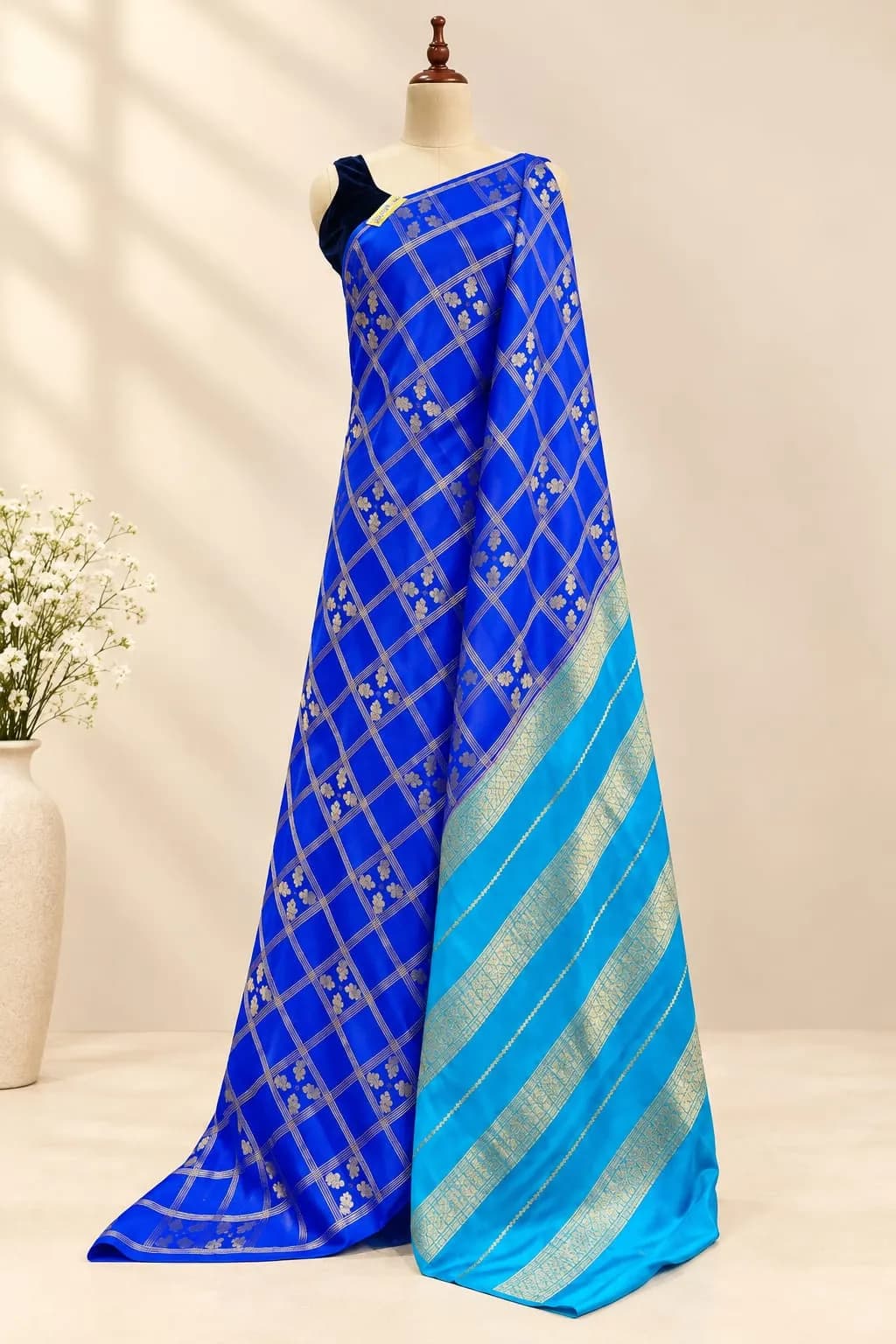Pure Mysore Silk Crape Saree With Gandaberunda Motifs Blue AA321637