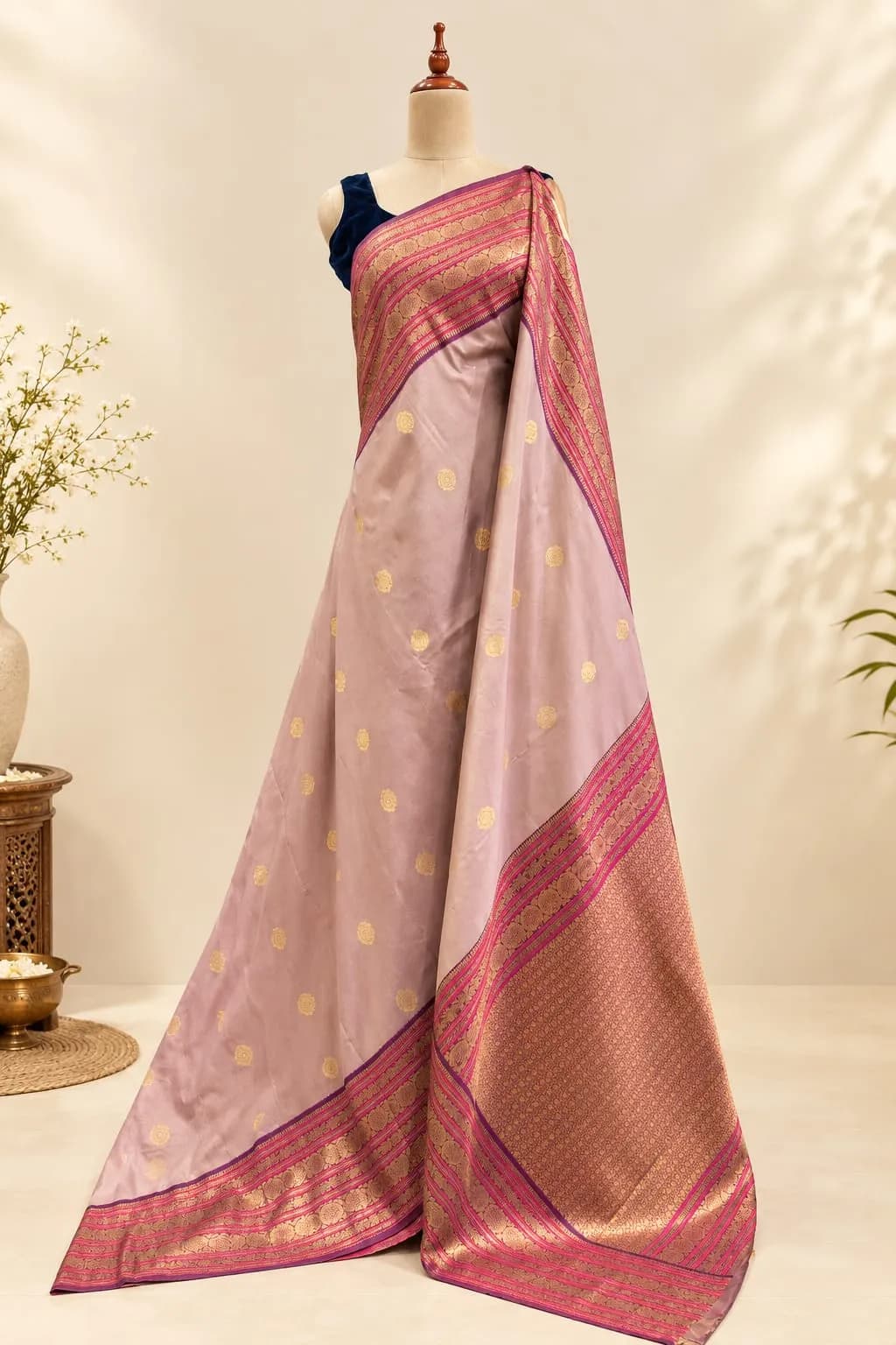 KADIYAL MIX SEMI SILK LILAC AND MAGENTA AS301000