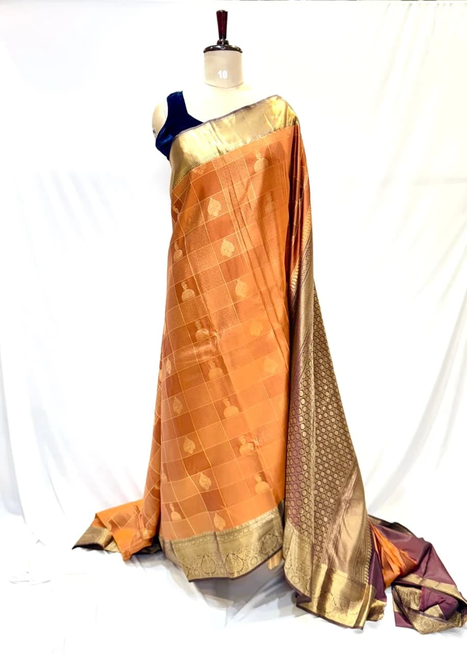 Rust Orange Traditional Silk Sare QS269873