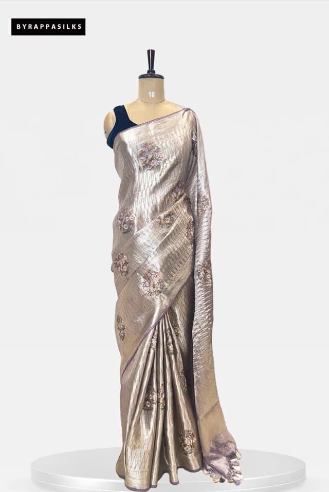Tissue Saree With Floral & Bird Printed QS282588