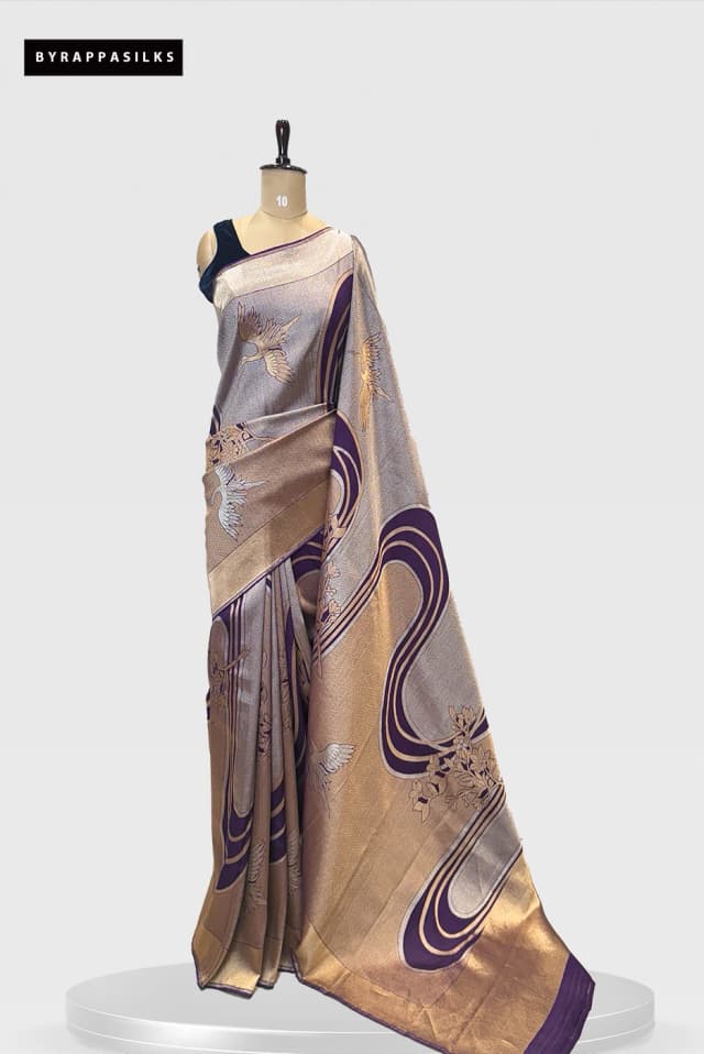 Georgette Saree With Woven Design Elegant Purple Colour QS280471