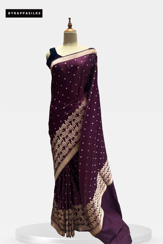 Satin Banarasi Saree Parrot Design Border QS289445