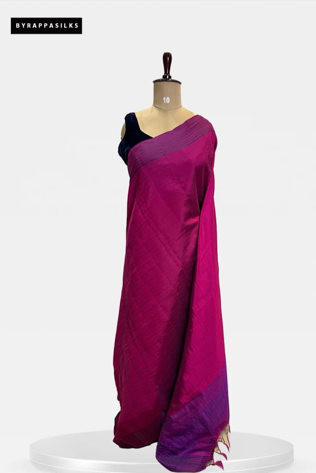 Semi Tussar Saree Fuschia Pink QS273703