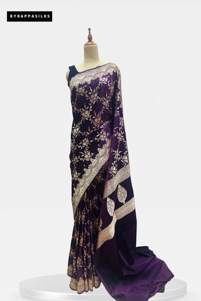 Banarasi Saree With Jaal Work Purple QS286898